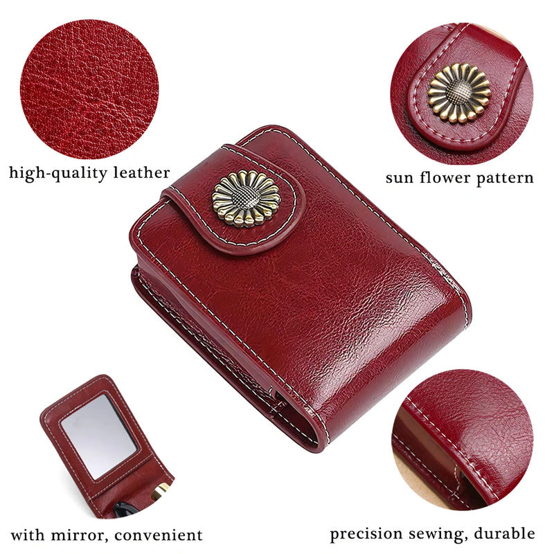 mini portable leather makeup bag with mirror, view 7 - MRSLM
