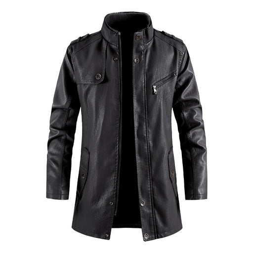 Men's standing collar PU leather jacket - MRSLM