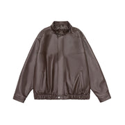 Loose lapel PU leather jacket, view 6 - MRSLM