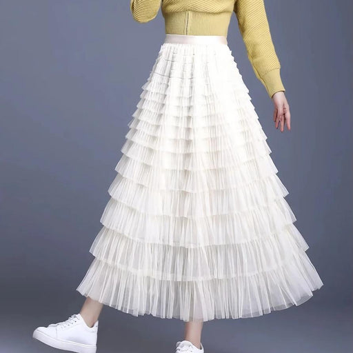 tiered A-line tulle skirt, view 3 - MRSLM