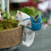 cat backpack garden statue, view 3 - MRSLM
