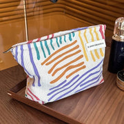 Corduroy striped makeup organizer bag, view 5 - MRSLM