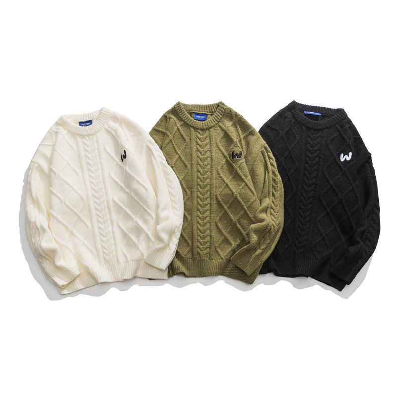men's solid color knitted sweater, view 4 - MRSLM