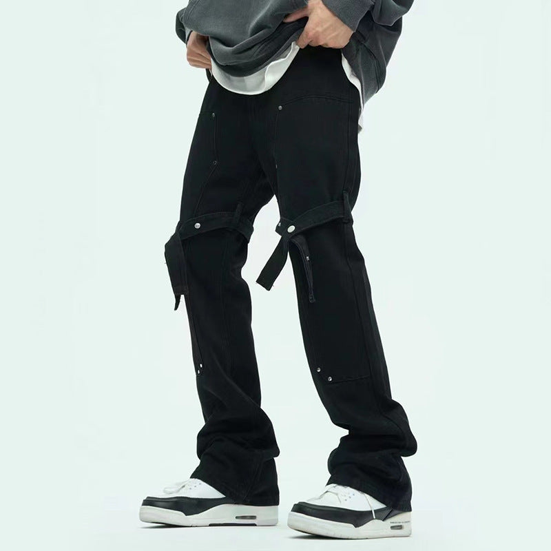 men's black ribbon jeans, view 2 - MRSLM