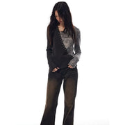 irregular v-neck knitted pullover, view 5 - MRSLM