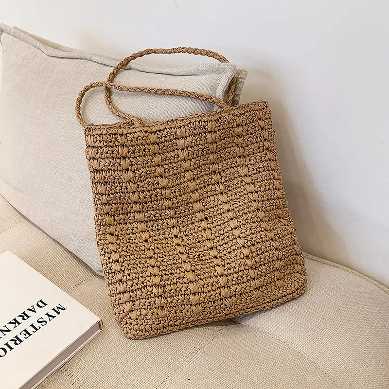 summer straw tote bag, view 3 - MRSLM