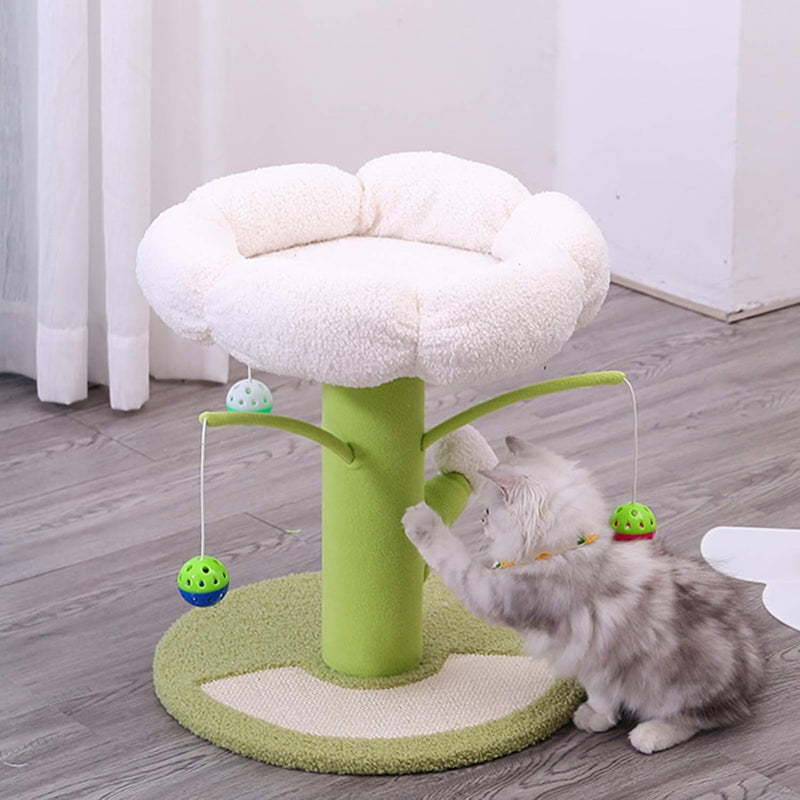 cat tree tower with scratcher post, view 2 - MRSLM