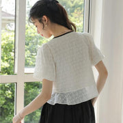 vintage lace puff sleeve shirt, view 8 - MRSLM