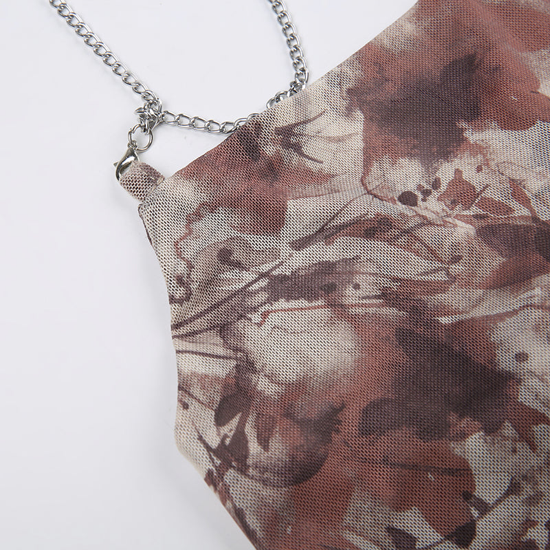 vintage print chain strap camisole, view 5 - MRSLM