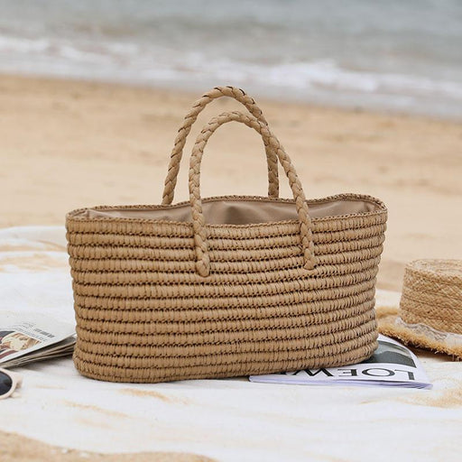 handmade straw woven beach bag - MRSLM