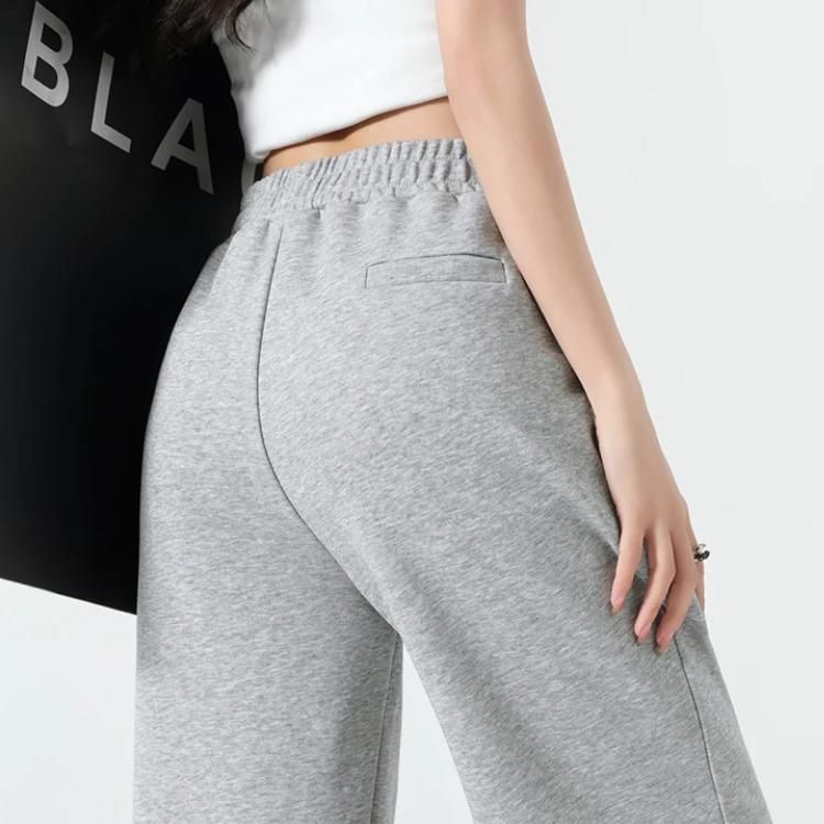 High waist wide leg gray sweatpants, view 7 - MRSLM