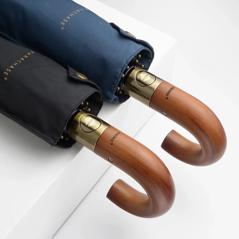automatic wooden handle umbrella, view 4 - MRSLM