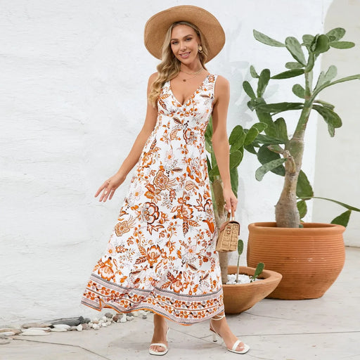 floral paisley V-neck dress, view 3 - MRSLM