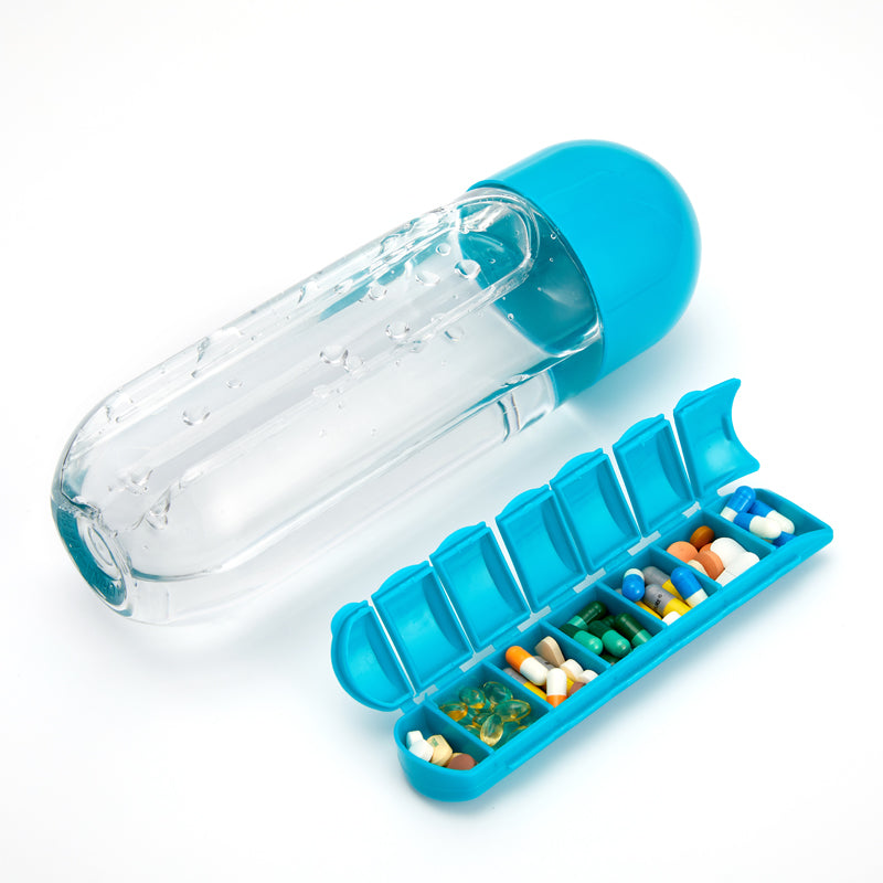 600ml water bottle with pill boxes, view 10 - MRSLM