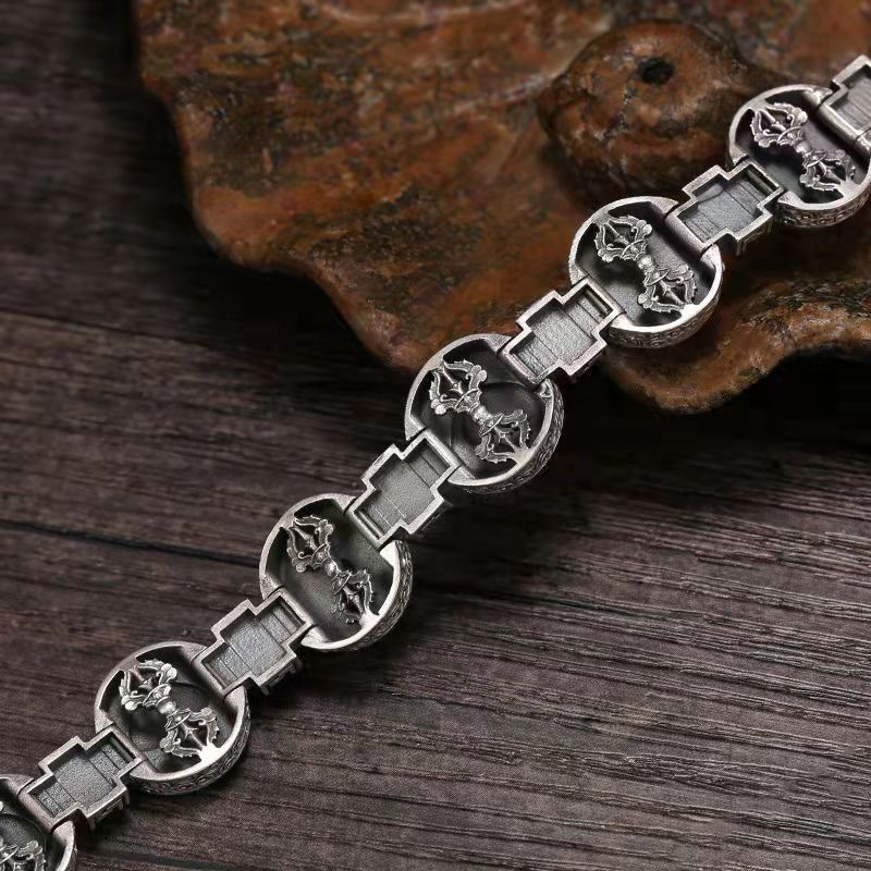 men's vintage silver bracelet, view 3 - MRSLM
