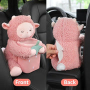 Plush car organizer with tissue box and trash bin, view 2 - MRSLM