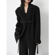 long sleeve blazer with ribbon, view 2 - MRSLM