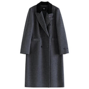 dark grey women's long wool coat, view 2 - MRSLM