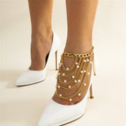 boho tassel pearl anklet, view 8 - MRSLM