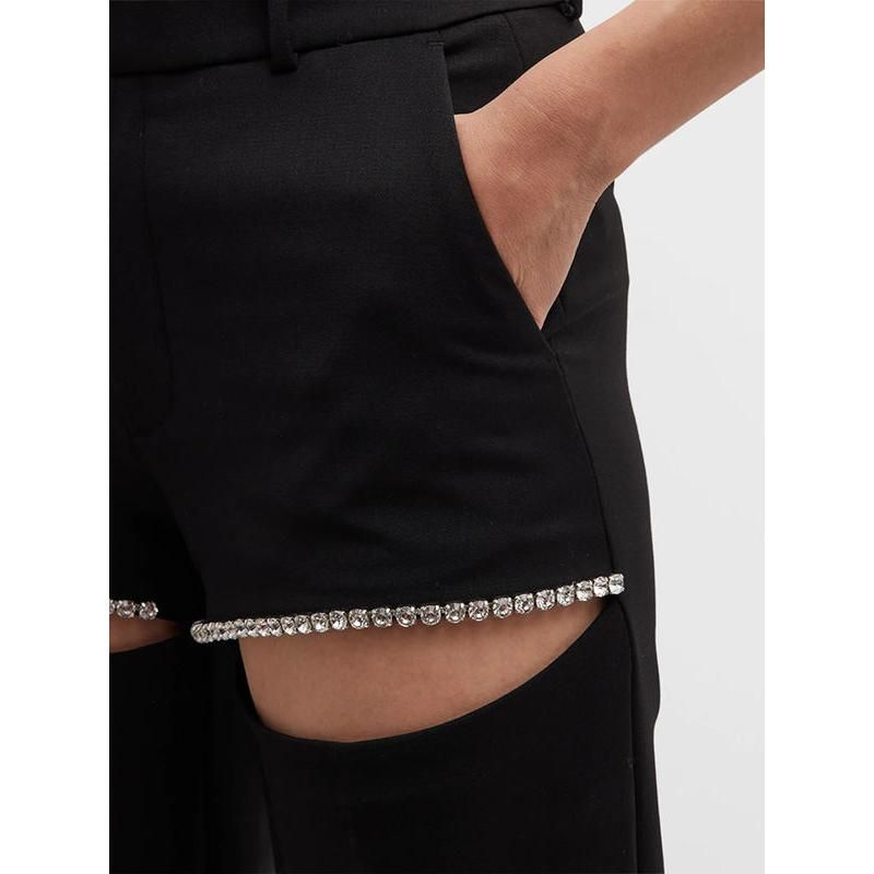 spliced diamond wide leg pants, view 6 - MRSLM