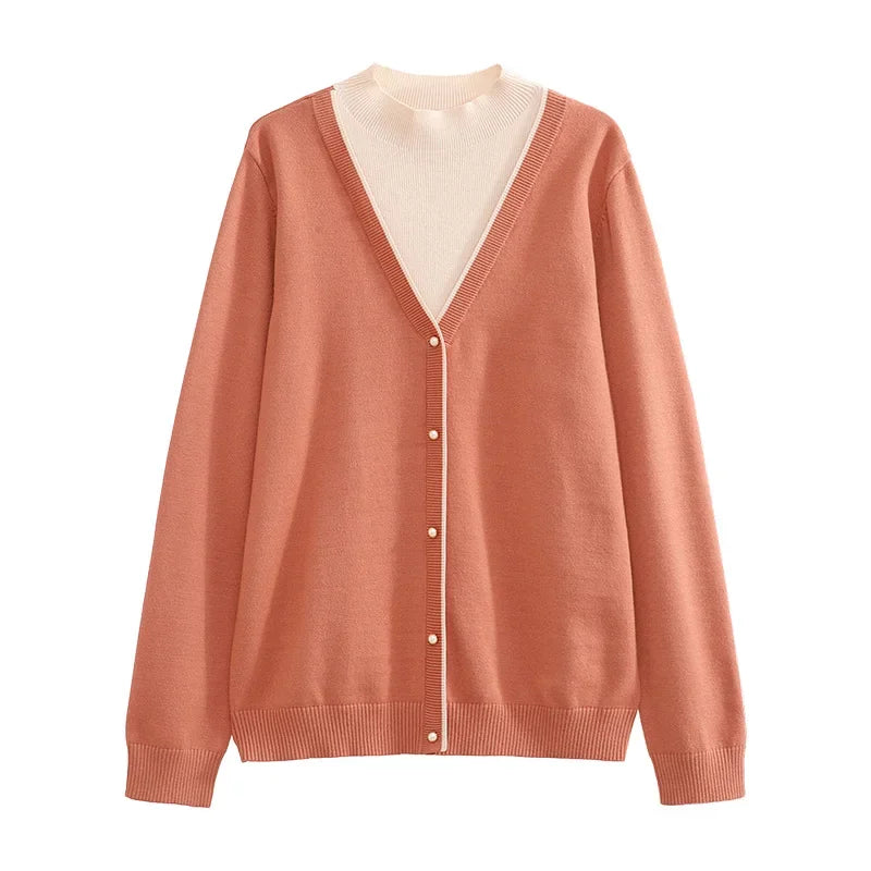 Women's patchwork turtleneck sweater, view 2 - MRSLM