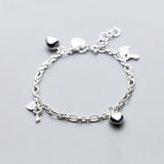 s925 silver heart and key bracelet, view 2 - MRSLM