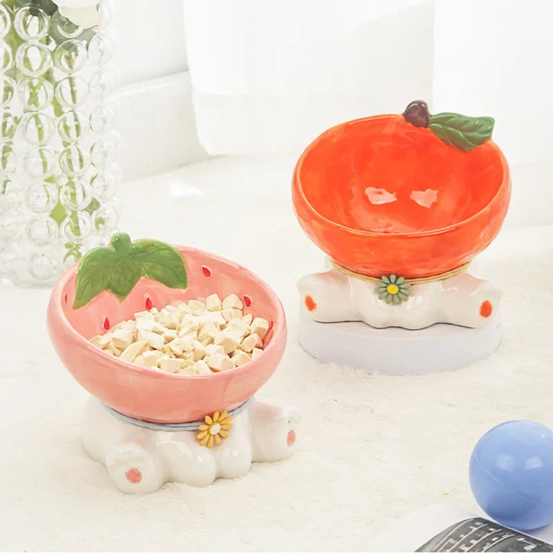 elevated tilted ceramic cat bowl - MRSLM
