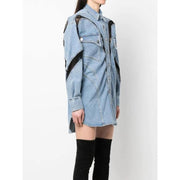 lace-detail denim jacket, view 5 - MRSLM