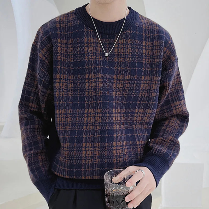 men's knitted plaid sweater, view 5 - MRSLM