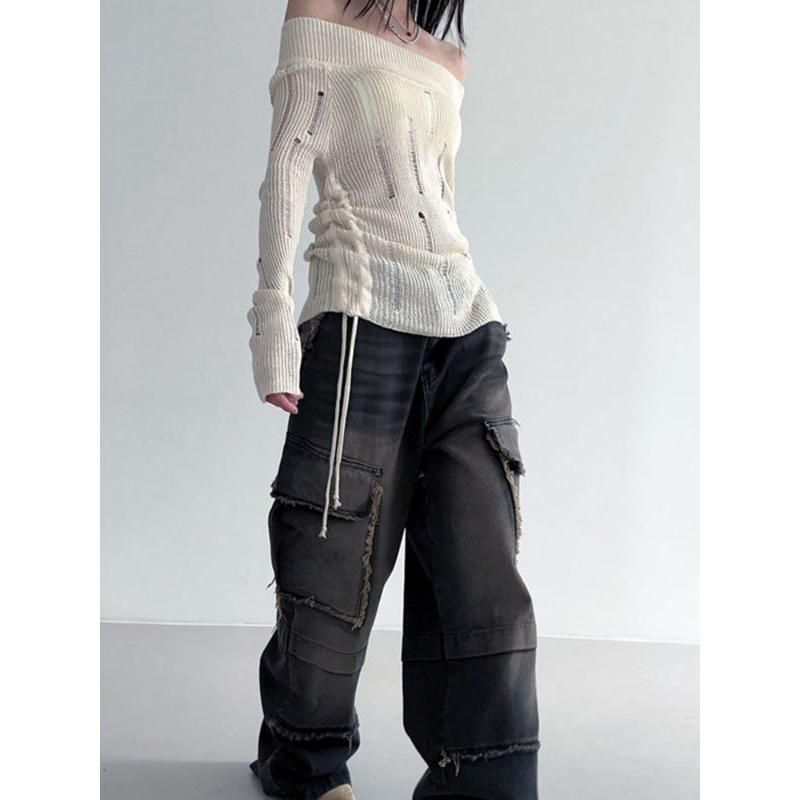 knitted hollow out pullover, view 5 - MRSLM