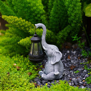 solar elephant lantern garden statue, view 2 - MRSLM