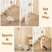 interactive cat toy food dispenser with feather and bell, view 6 - MRSLM