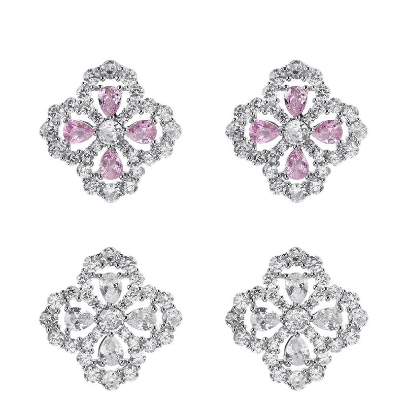 four-leaf clover zircon earrings, view 3 - MRSLM
