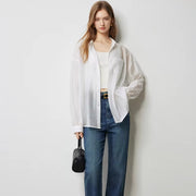long sleeve silky blouse, view 3 - MRSLM