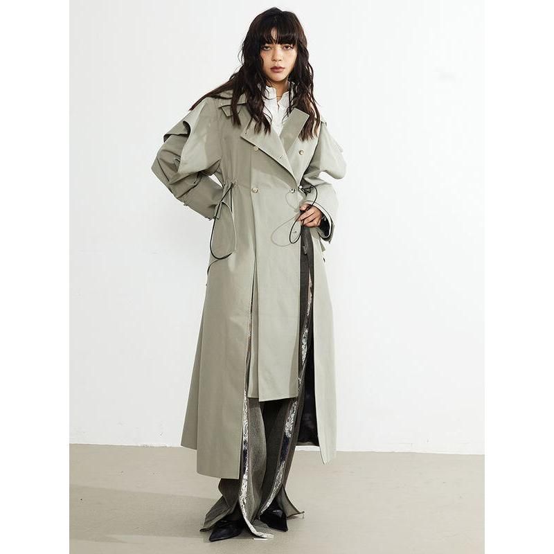 women's double-breasted trench coat, view 4 - MRSLM