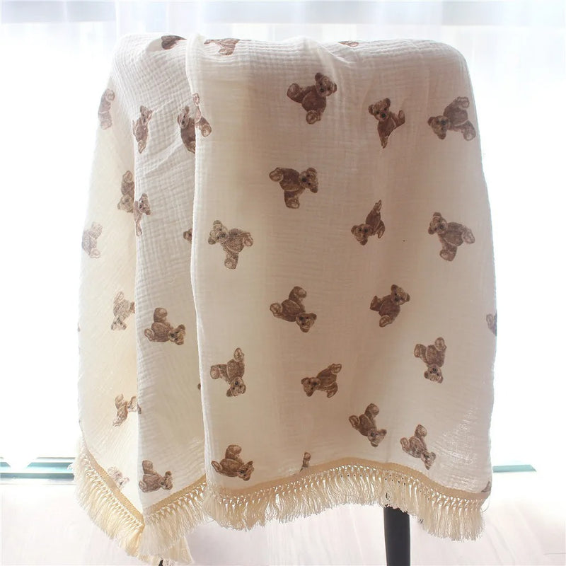 cotton muslin swaddle blanket, view 6 - MRSLM