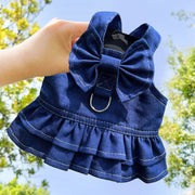 denim dog vest harness, view 2 - MRSLM