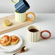ceramic ripple handle coffee mug, view 6 - MRSLM