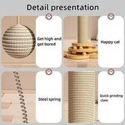 two-tier wooden cat scratching tower, view 9 - MRSLM