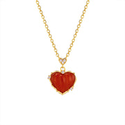 S925 silver red agate heart necklace, view 3 - MRSLM
