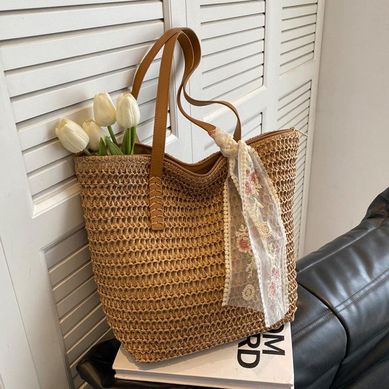 Handmade large woven straw tote bag - MRSLM