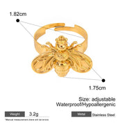 gold plated bee ring, view 2 - MRSLM