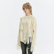 hollowed-out tassel knit sweater, view 8 - MRSLM