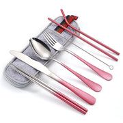 stainless steel knife, fork and spoon straw set, view 4 - MRSLM