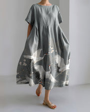 women's printed short-sleeved dress, view 7 - MRSLM
