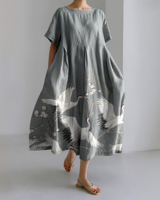 women's printed short-sleeved dress, view 7 - MRSLM