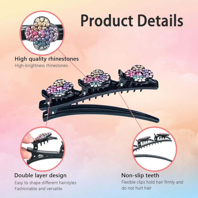 floral crystal braided hair clips, view 6 - MRSLM