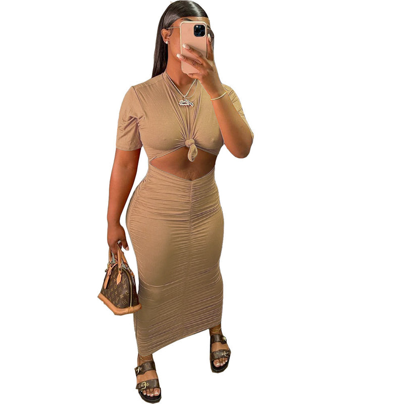 pleated short sleeve top and skirt dress set, view 7 - MRSLM