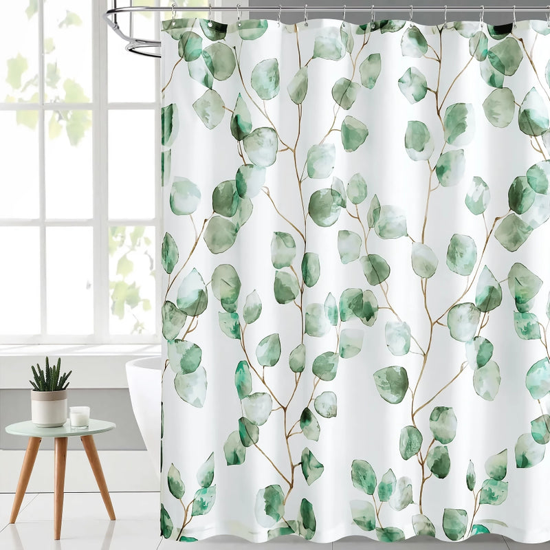 green leaves waterproof shower curtain, view 3 - MRSLM