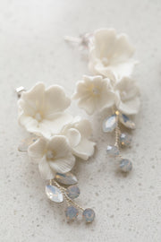 handmade ceramic flower earrings, view 2 - MRSLM